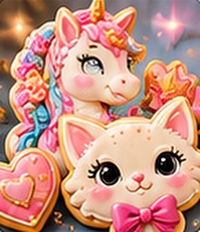 Cute unicorn and kitten decorated cookies